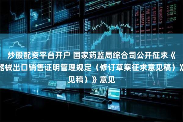 炒股配资平台开户 国家药监局综合司公开征求《医疗器械出口销售证明管理规定（修订草案征求意见稿）》意见
