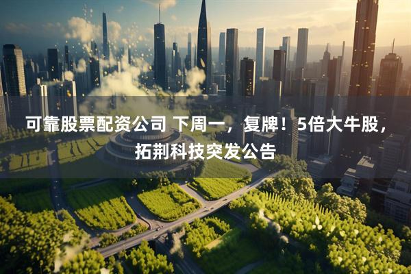 可靠股票配资公司 下周一，复牌！5倍大牛股，拓荆科技突发公告